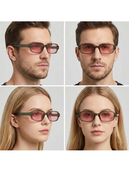 VEYREY VeyRey Eckige Sonnenbrille Nonmock grüner Rahmen rosa Gläser