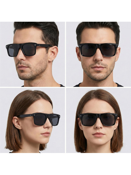 VEYREY VeyRey eckige Acetat-Polarisationssonnenbrillen Crawier schwarze Fassung schwarze Gläser