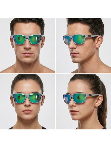 VEYREY VeyRey Sportsonnenbrille polarisiert Nuf grauer Rahmen grüne Gläser