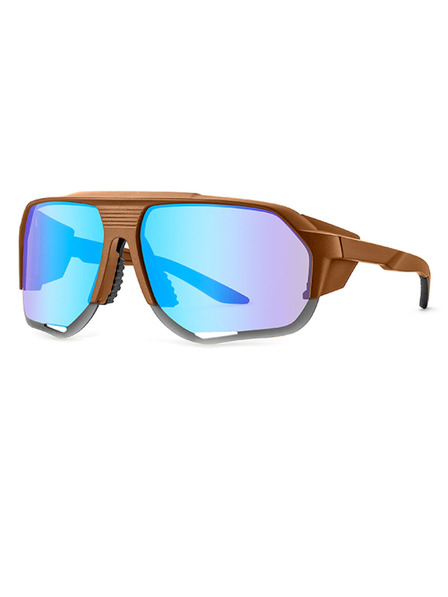 VEYREY VeyRey Sportsonnenbrille polarisiert Bralter brauner Rahmen blaue Gläser