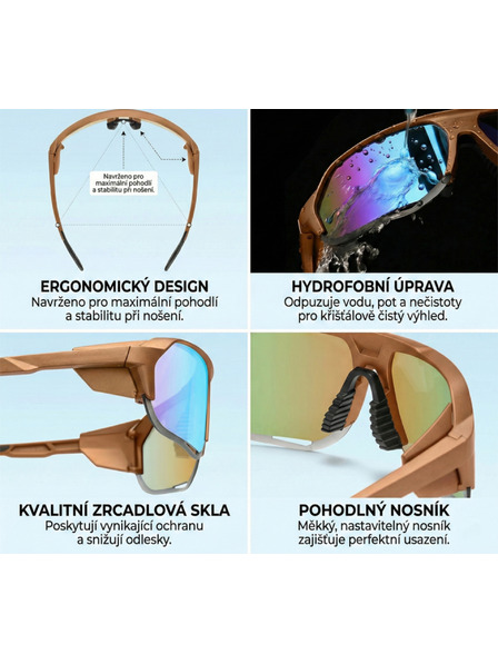 VEYREY VeyRey Sportsonnenbrille polarisiert Bralter brauner Rahmen blaue Gläser