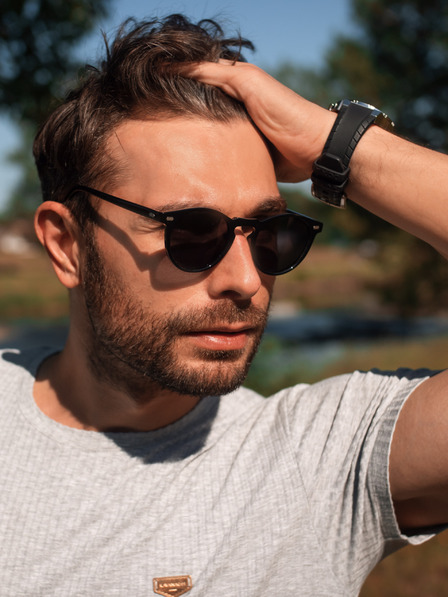 VEYREY Schwarze ovale polarisierte Sonnenbrille Veyrey Narino