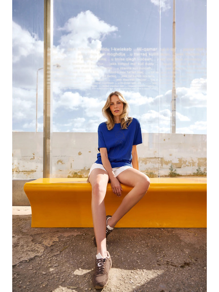 Moodo Bluse aus Baumwolle Blau Moodo