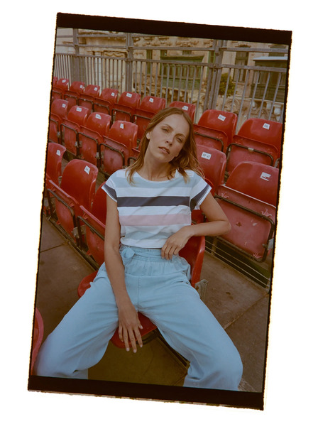 Moodo T-Shirt mit Streifen Blau Moodo