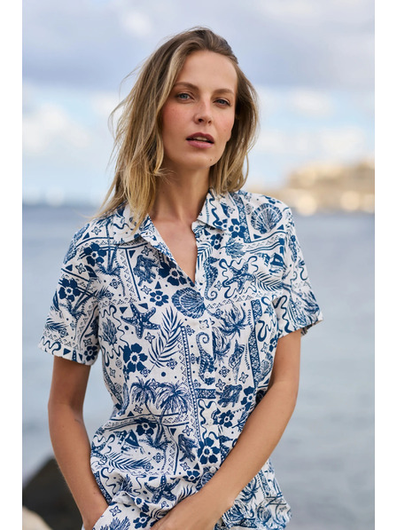 Moodo Gemustertes Hemd dunkelblau Moodo