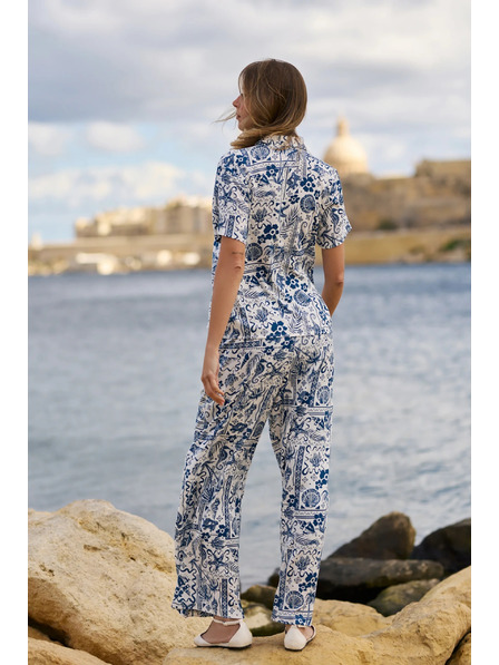 Moodo Hose aus Viskose mit Druck Marineblau Moodo