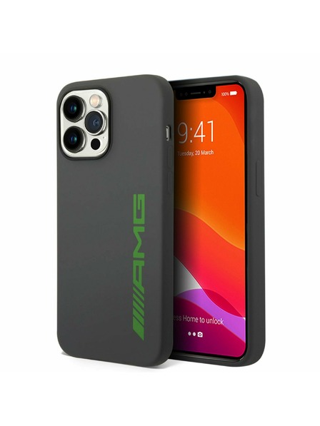 AMG AMG Liquid Silicone Green Logo Rückenabdeckung für iPhone 14 Pro Grey