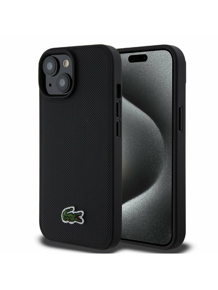 Lacoste Lacoste Iconic Petit Pique Woven Logo Magsafe Rückenabdeckung für iPhone 15 Black