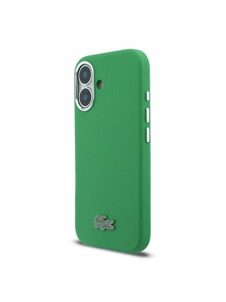 Lacoste Lacoste PVC Iconic Petit Pique Metal Logo MagSafe Rückenabdeckung für iPhone 16 Estragon Green