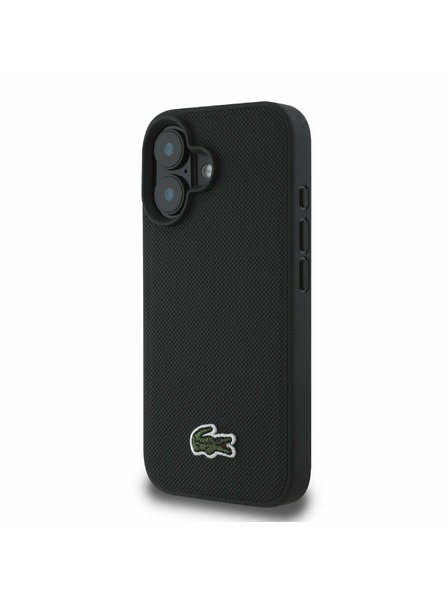 Lacoste Lacoste Iconic Petit Pique Woven Logo MagSafe Rückenabdeckung für iPhone 16 Plus Black