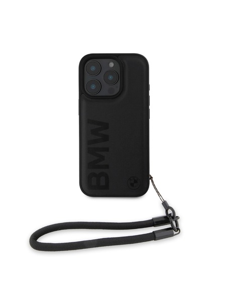 BMW BMW Leather Signature and Strap Rückenabdeckung für iPhone 16 Pro Black