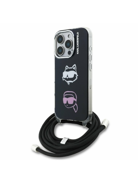 Karl Lagerfeld Karl Lagerfeld IML Crossbody K&CH Heads Rückenabdeckung für iPhone 16 Pro Black