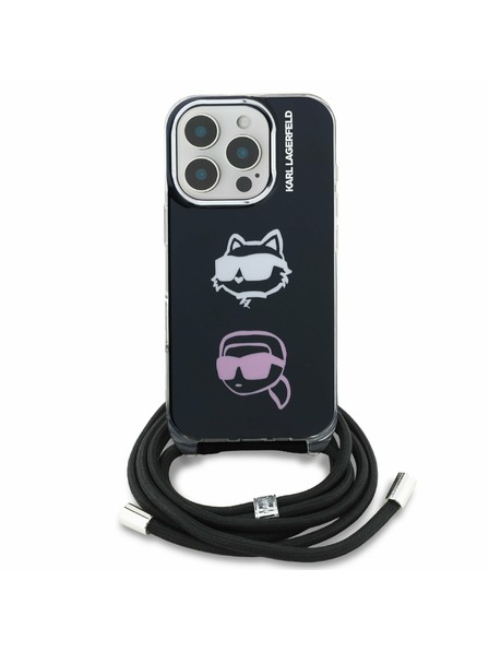 Karl Lagerfeld Karl Lagerfeld IML Crossbody K&CH Heads Rückenabdeckung für iPhone 16 Pro Black