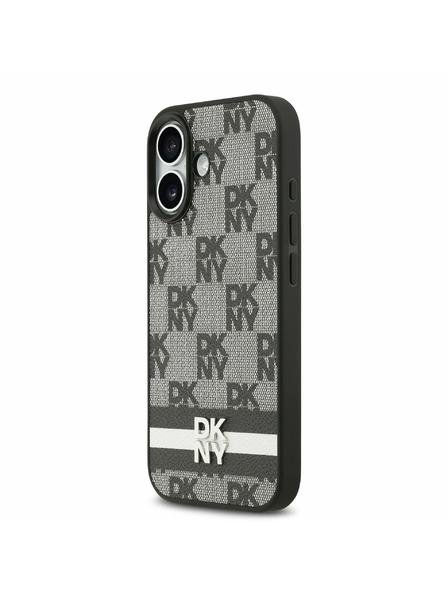 DKNY DKNY PU Leather Checkered Pattern and Stripe Rückenabdeckung für iPhone 17 Black