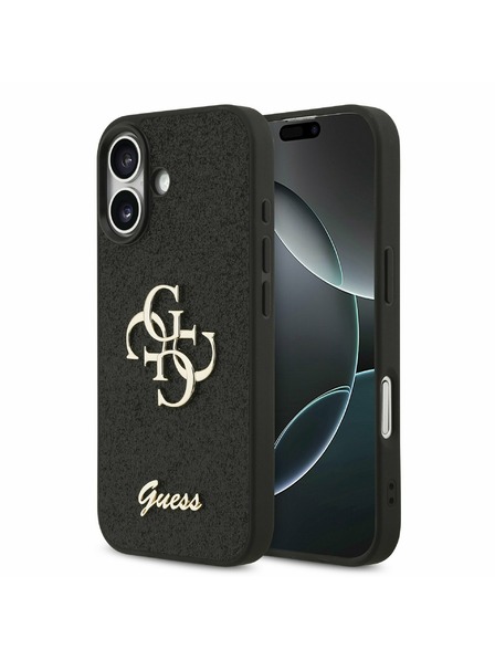 Guess Guess PU Fixed Glitter 4G Metal Logo Rückenabdeckung für iPhone 17 Black
