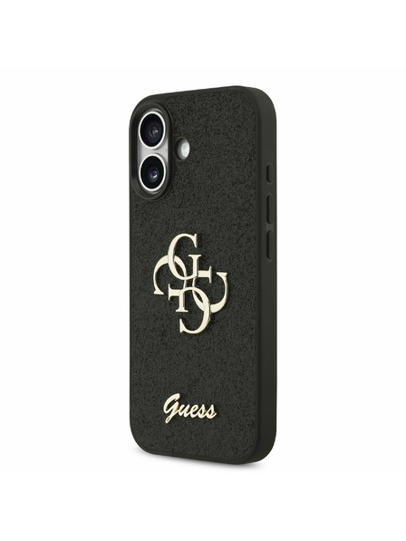 Guess Guess PU Fixed Glitter 4G Metal Logo Rückenabdeckung für iPhone 17 Black
