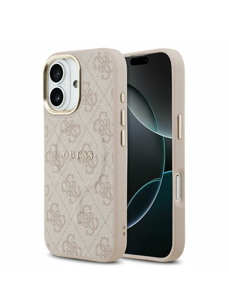 Guess Guess PU Leather 4G Gold Frame MagSafe Rückenabdeckung für iPhone 17 Pink