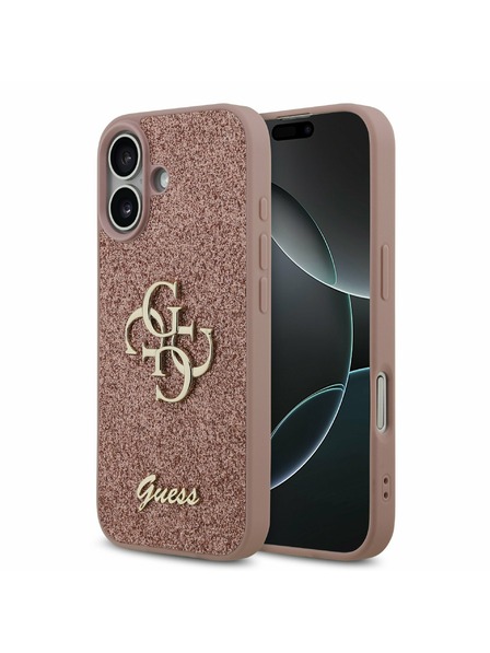 Guess Guess PU Fixed Glitter 4G Metal Logo Rückenabdeckung für iPhone 17 Pink