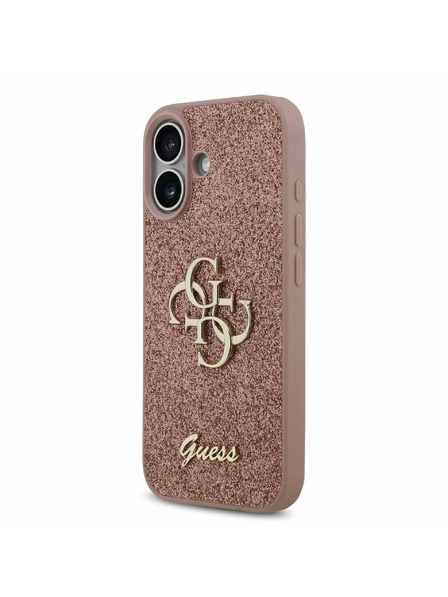 Guess Guess PU Fixed Glitter 4G Metal Logo Rückenabdeckung für iPhone 17 Pink