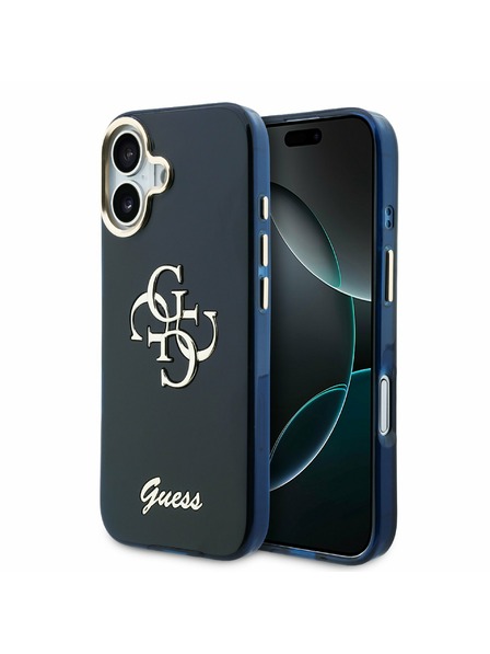 Guess Guess IML 4G Script Metal Logo Rückseite für iPhone 17 Blue