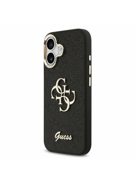 Guess Guess PU Fixed Glitter 4G Metal Frame Rückseite für iPhone 17 Black