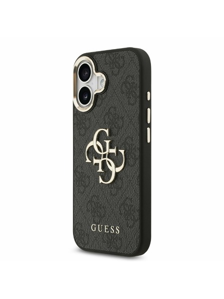 Guess Guess PU Leather 4G Metal Logo Gold Frame Rückseite für iPhone 17 Black