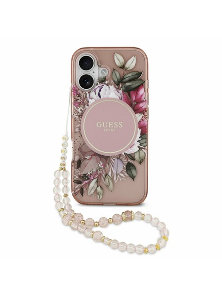 Guess Guess IML Flowers Strap MagSafe Rückseite für iPhone 17 Pink