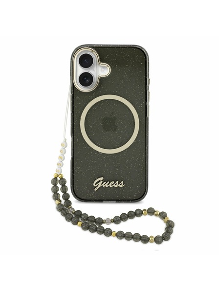 Guess Guess IML Glitter Script Strap MagSafe Rückseite für iPhone 17 Black