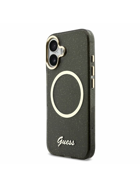 Guess Guess IML Glitter Script Strap MagSafe Rückseite für iPhone 17 Black