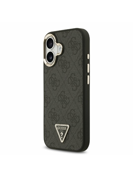 Guess Guess PU Leather 4G Strass Triangle Logo Gold Frame MagSafe Rückseite für iPhone 17 Black