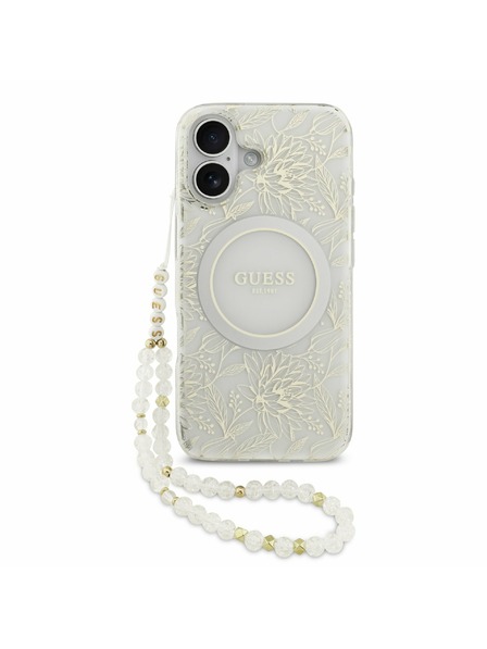 Guess Guess IML Flowers Allover Strap MagSafe Rückseite für iPhone 17 White