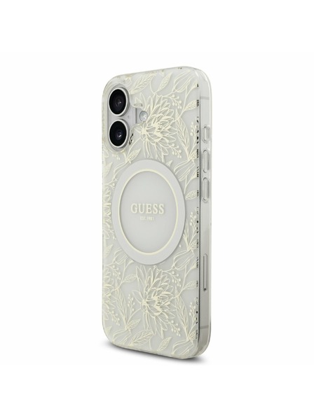 Guess Guess IML Flowers Allover Strap MagSafe Rückseite für iPhone 17 White