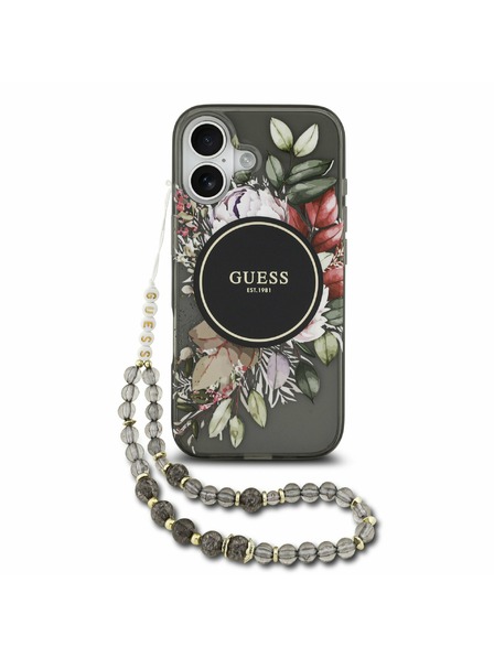Guess Guess IML Flowers Strap MagSafe Rückseite für iPhone 17 Black