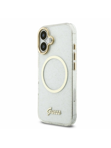 Guess Guess IML Glitter Script Strap MagSafe Rückseite für iPhone 17 Transparent