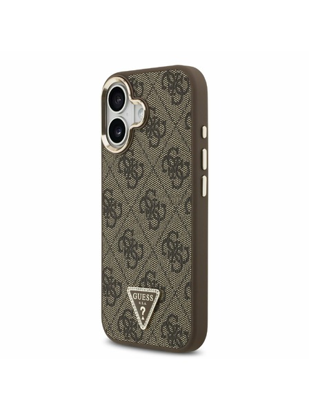 Guess Guess PU Leather 4G Strass Triangle Logo Gold Frame MagSafe Rückseite für iPhone 17 Brown