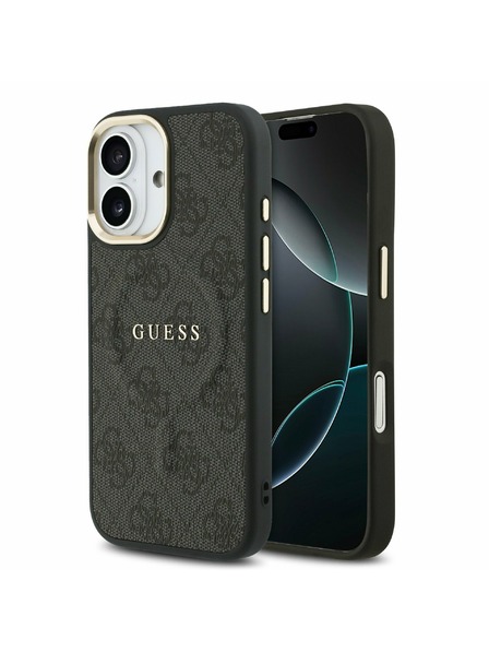 Guess Guess PU Leather 4G Gold Frame MagSafe Rückseite für iPhone 17 Black