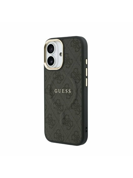 Guess Guess PU Leather 4G Gold Frame MagSafe Rückseite für iPhone 17 Black