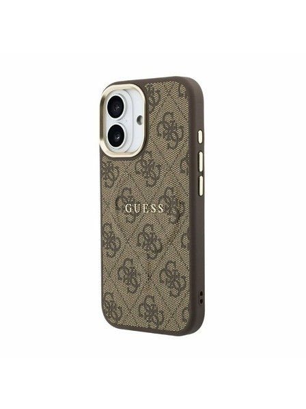 Guess Guess PU Leder 4G Gold Frame MagSafe Rückseite für iPhone 17 Brown