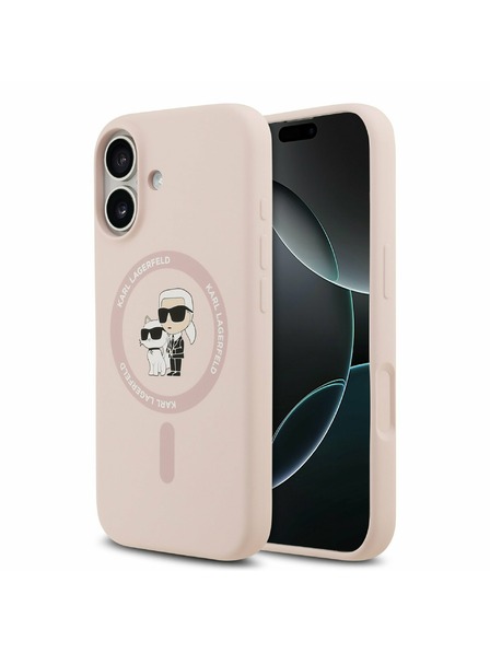Karl Lagerfeld Karl Lagerfeld Liquid Silikon Karl and Choupette MagSafe Rückseite für iPhone 17 Pink