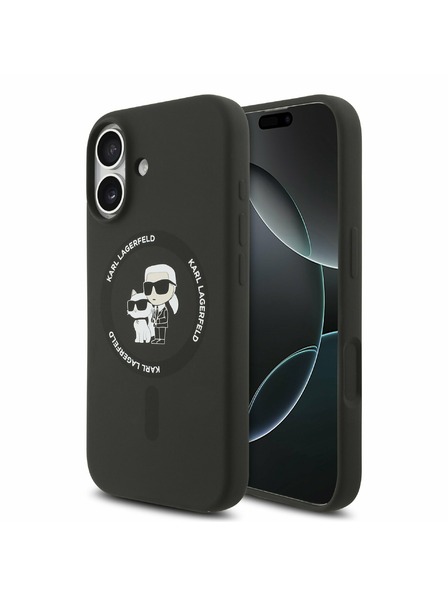 Karl Lagerfeld Karl Lagerfeld Liquid Silikon Karl and Choupette MagSafe Rückseite für iPhone 17 Black