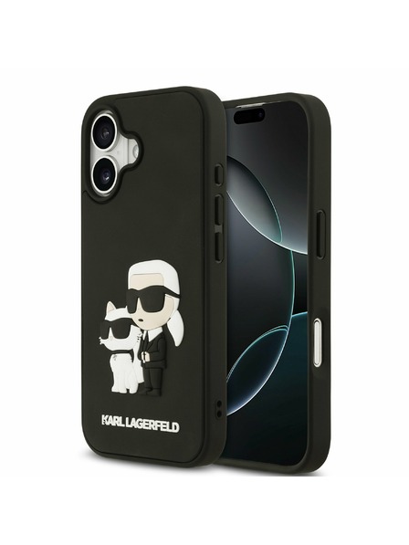 Karl Lagerfeld Karl Lagerfeld 3D Gummi Karl and Choupette Rückseite für iPhone 17 Black