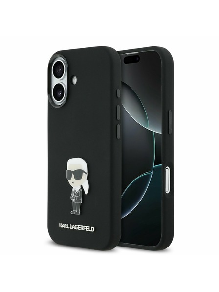 Karl Lagerfeld Karl Lagerfeld Liquid Silikon Metal Ikonik Rückseite für iPhone 17 Black