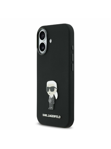 Karl Lagerfeld Karl Lagerfeld Liquid Silikon Metal Ikonik Rückseite für iPhone 17 Black
