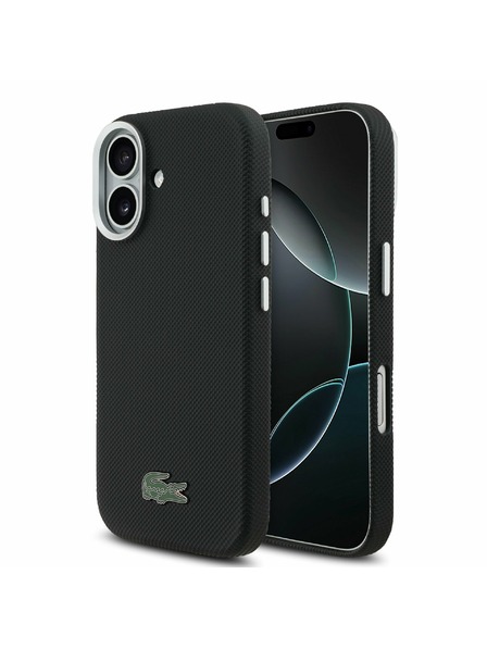 Lacoste Lacoste PVC Iconic Petit Pique Metal Logo MagSafe Rückseite für iPhone 17 Black