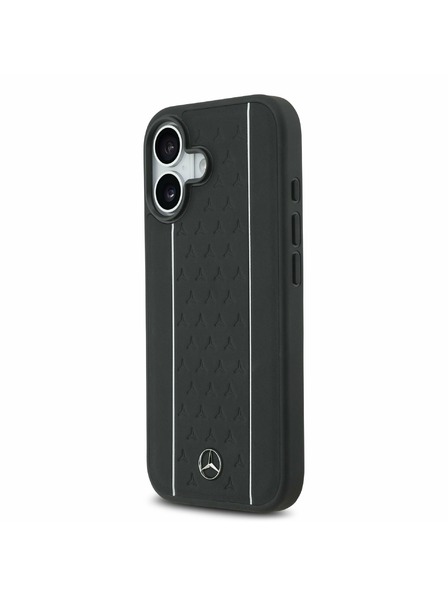 Mercedes Mercedes Leder Star Pattern and Stripes MagSafe Rückseite für iPhone 17 Black/White