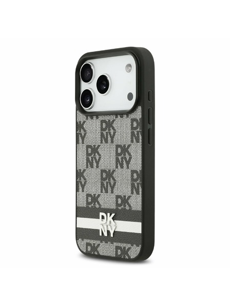 DKNY DKNY PU Leather Kariertes Muster und Streifen Rückenschale für iPhone 17 Pro Schwarz