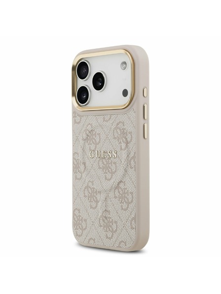 Guess Guess PU Leather 4G Goldrahmen MagSafe Rückenschale für iPhone 17 Pro Rosa