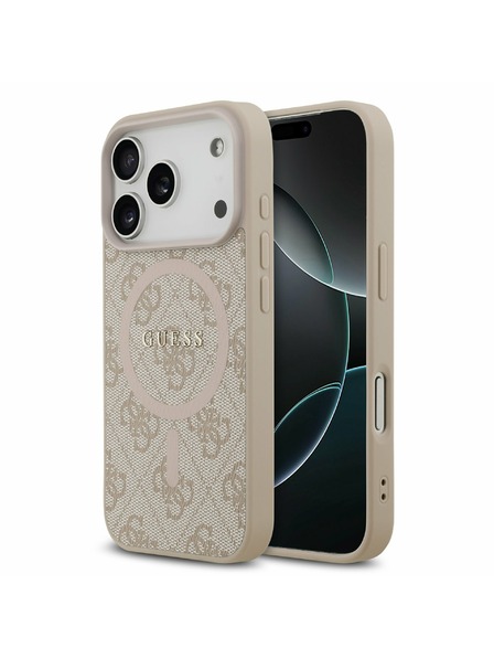 Guess Guess PU Leather 4G Colored Ring MagSafe Rückenschale für iPhone 17 Pro Rosa