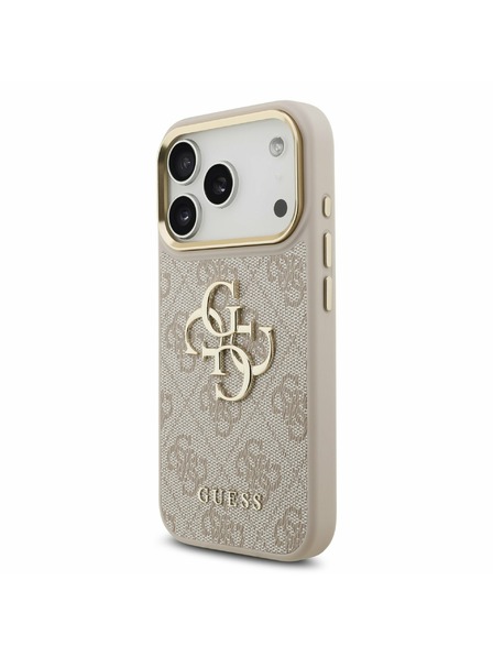 Guess Guess PU Leather 4G Metal Logo Goldrahmen Rückenschale für iPhone 17 Pro Rosa
