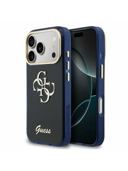 Guess Guess IML 4G Script Metal Logo Rückenschale für iPhone 17 Pro Blau